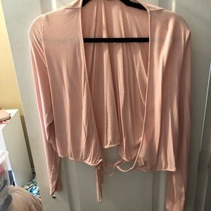 Plus Pink tie Front Crop Top